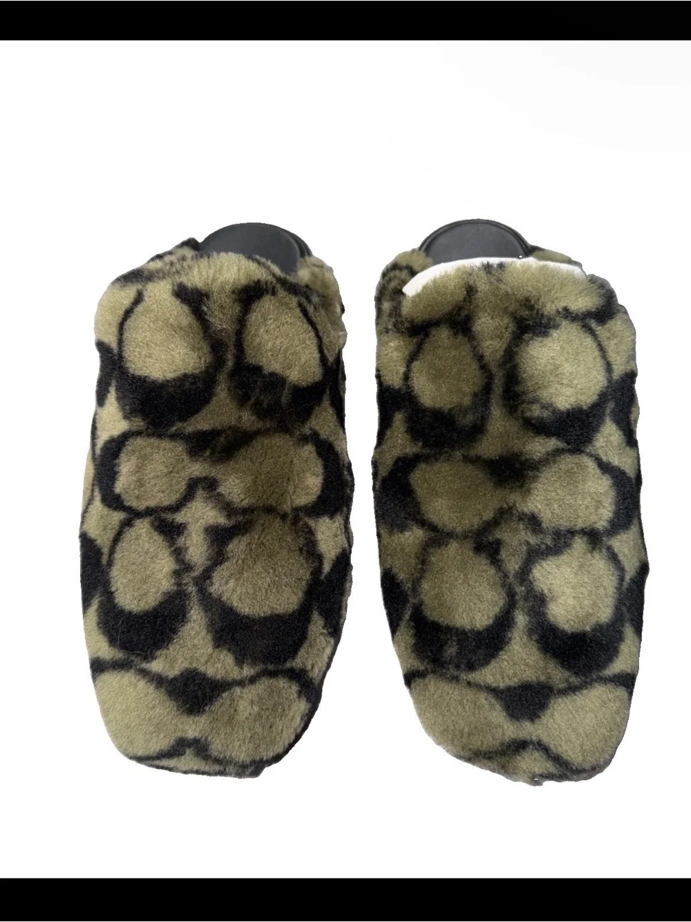 Coach Women’s Signature Shearling Slippers Size 9 in Olive - Picture 2 of 7